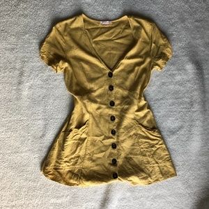 Yellow Linen Summer Dress Pacsun